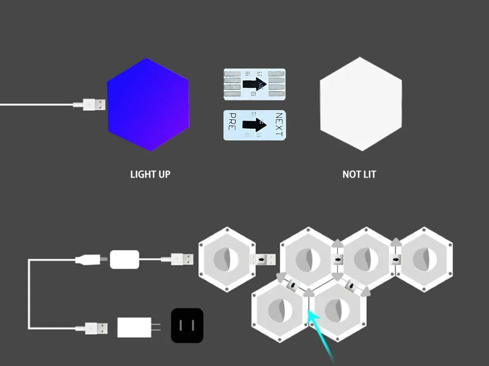Smart LED RGB Wall Lights APP & Bluetooth Control Hexagonal Quantum Night Lamp Creative Home Decor for Room