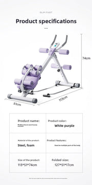 Fitness Body Shaping Machine Multifunctional Home Gym  Abdominal Waist Trainer Knee-Friendly Sliding Rail for Core & Leg Workout