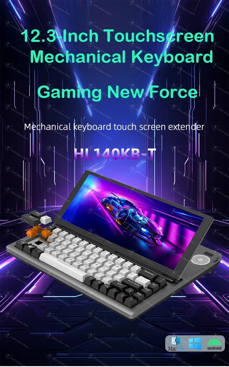 68 Keys Gaming Mechanical Keyboard 12.3'' IPS Touch Screen with Camera and Speaker RGB Support Hot Swappable  Ergonomic Design
