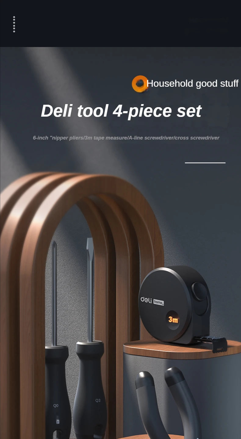 Deli new tool set household home series household screwdriver tape wrench vice tape art knife raw material belt tool collection
