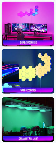 Smart LED RGB Wall Lights APP & Bluetooth Control Hexagonal Quantum Night Lamp Creative Home Decor for Room