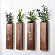Indoor Living Room Bedroom Decoration Wooden Wall Flower Pot4Packaged Bohemian Style Farmhouse Pocket Vase Dried Flowers Artific