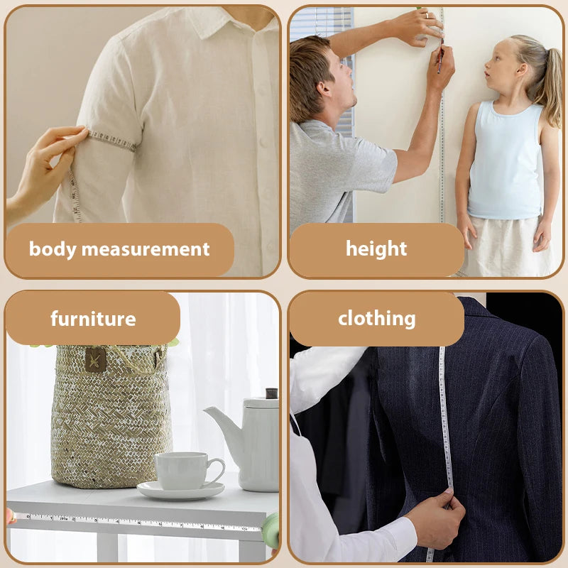 2 Meter Soft Tape Measure Scale Body Sewing Flexible Tailor Ruler Centimeter Inch Portable Retractable Self-Lock Measuring Tape