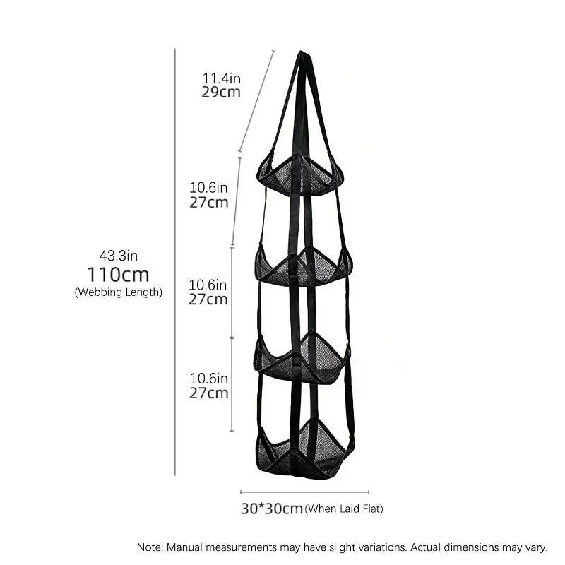 Storage Solution for Sports Equipment, Wall Mounted Mesh Hanging Bag for Basketball Soccer.