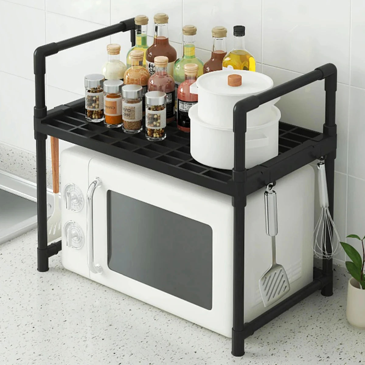 Kitchen Storage Rack Microwave Shelf Condiment Organizer Shelf Multi-Layer Simple Countertop Tidying Shelves Kitchen Accessories