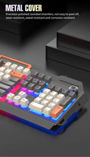 Gaming Keyboard Spanish Russian Arabic Keyboard 100% Layout RGB Backlight Gamer Keyboard Volume Knob Wired K90 104 Keys Hand Sup