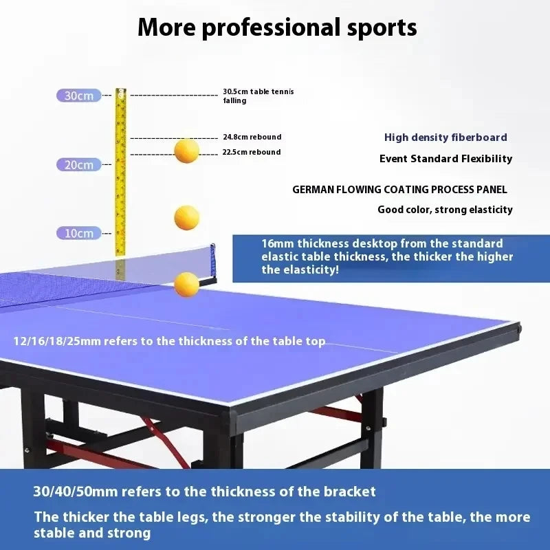 12/16/18/25MM Tennis Table with Wheels Portable Professional Outdoor Indoor Foldable and Removable Singles Practice Tennis Table