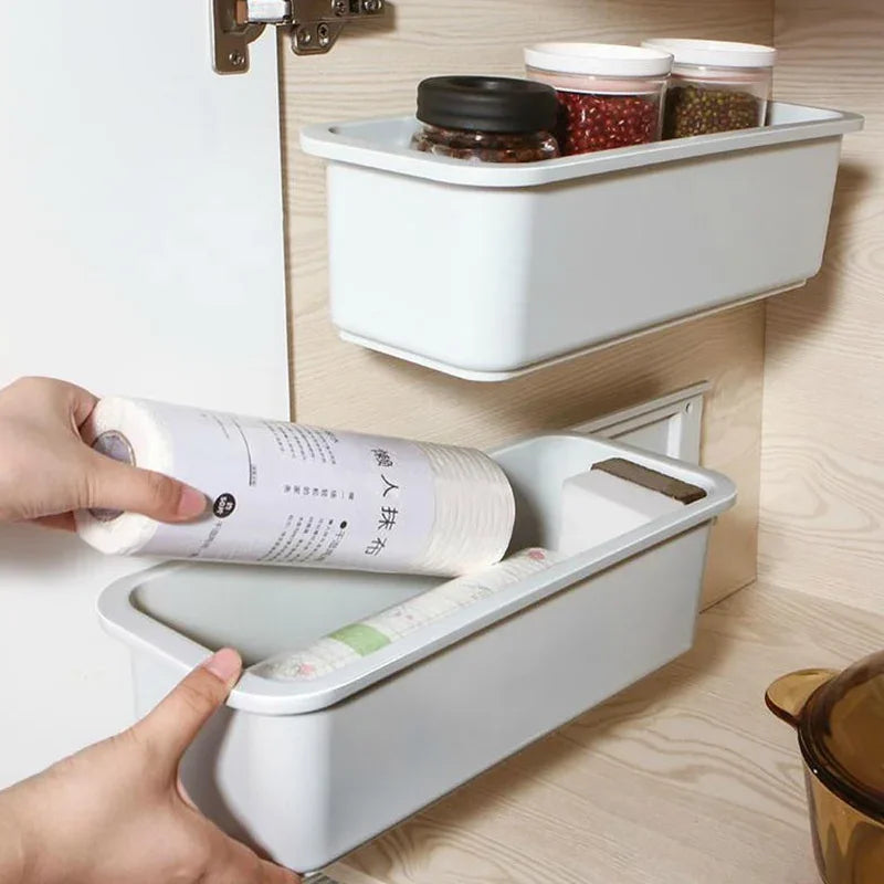 Kitchen Under Sink Storage Rack Spice Bottle Holder Organizer Shelf Bathroom Organizer Stand Wall-mounted Plastic Chopstick Box