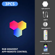 Smart LED RGB Wall Lights APP & Bluetooth Control Hexagonal Quantum Night Lamp Creative Home Decor for Room