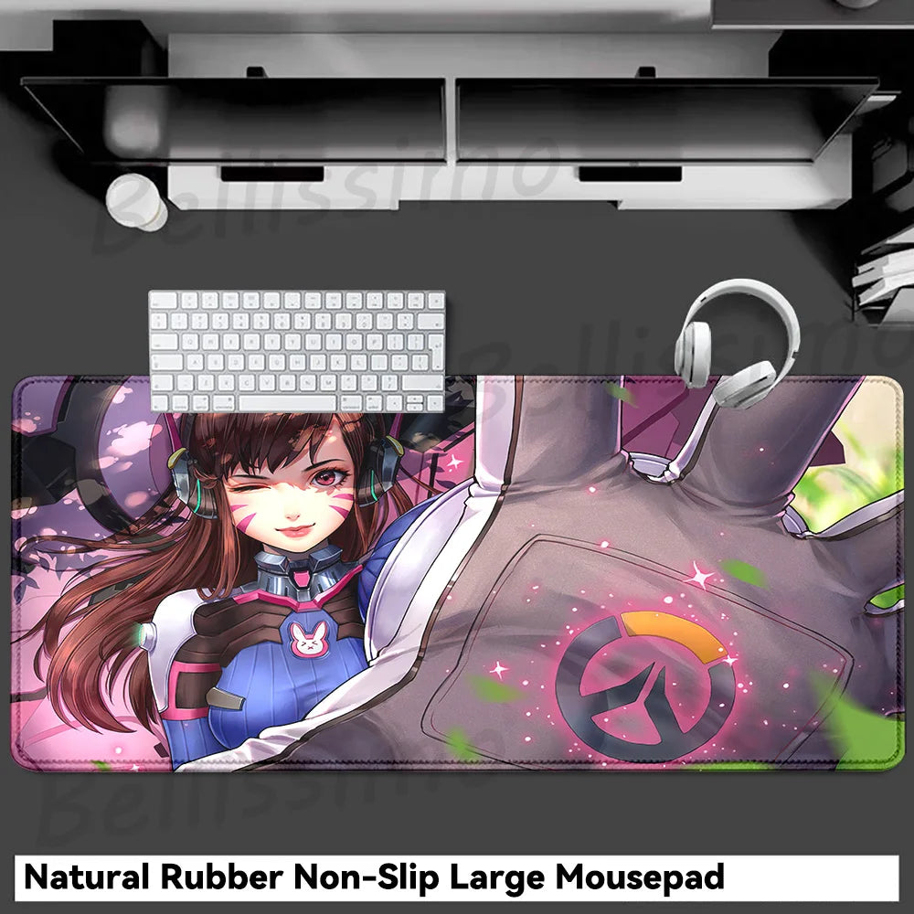 Gaming Accessories O-Overwatch D-D.va Mouse Pad Large Keyboard Mousepad Pc Cabinet Deskmat Xxl Extended Mats Gamer Mausepad