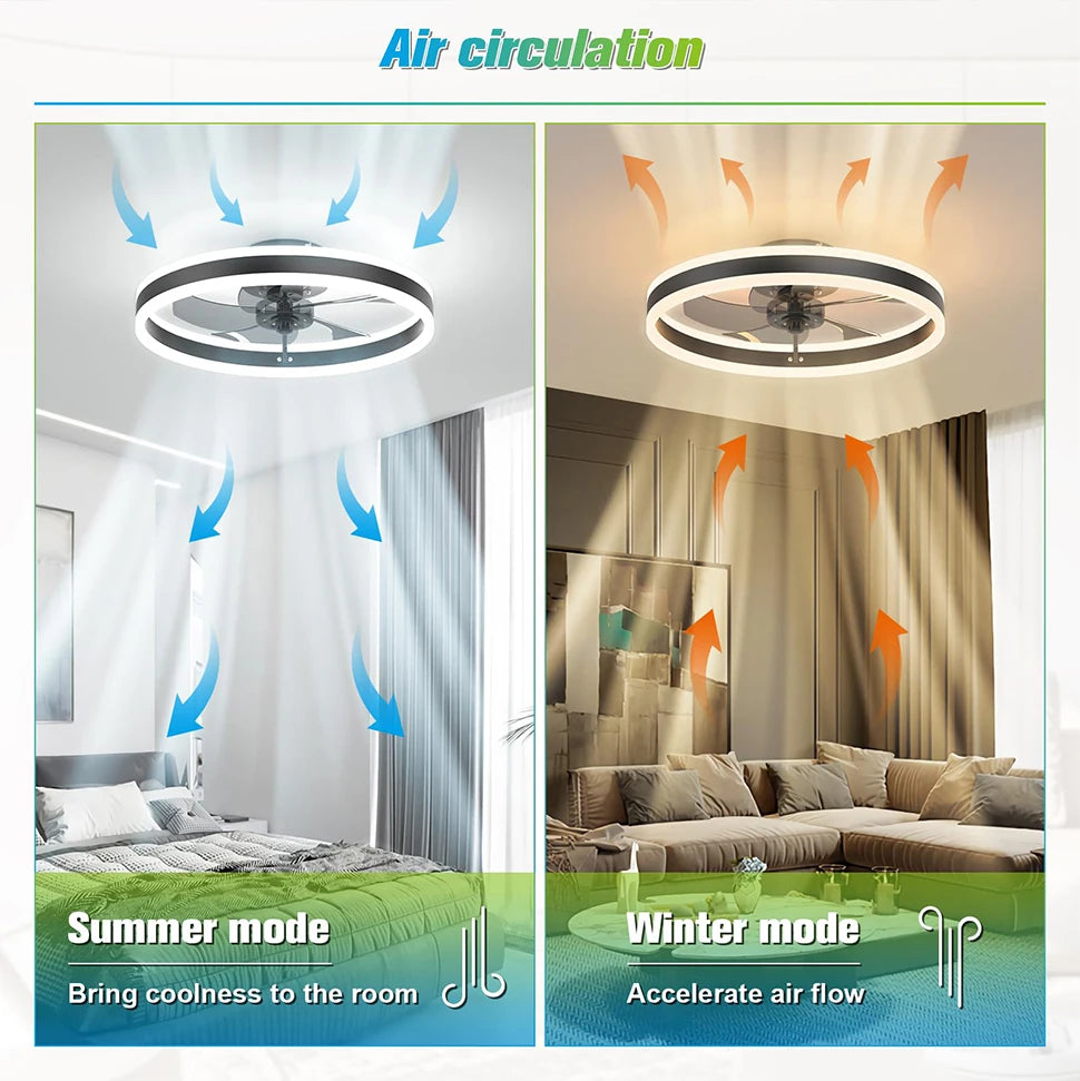 IRALAN Smart Ceiling Fan With Lights Remote Control Bedroom Decor Ventilator Lamp 6-speed wind speed led Circulator fan light