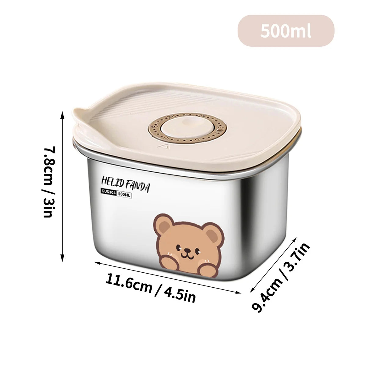 304 Stainless Steel Storage Container With Sticks Fridge Sealed Food Storage Box Large Capacity Fresh-keeping Box Oven Heatable