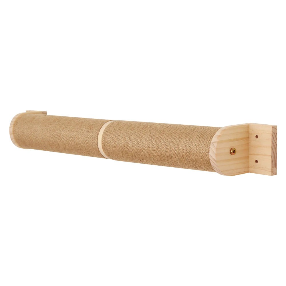 Cat Scratching Post Wall Furniture Wood Wall Mounted Kitten Scratcher Tree Tower Toys Thicker Column for Indoor Cats Accessories