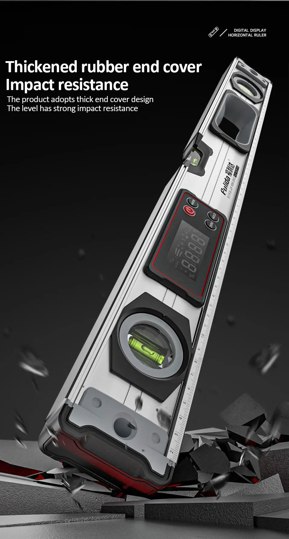 20-50cm Digital Spirit Level and Protractor Magnetic Spirit Level Bubble Level Aluminum Alloy Body Smart Level with Carrying Bag