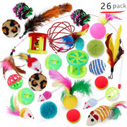 Cat Toy Set Interactive Play Kitten Toys for Indoor Cats Fun Exercise Entertainment Pet Fishing Rod Teaser Wand Plush Mouse