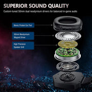 ONIKUMA Gaming Headphones with Flexible HD Mic RGB Light Surround Sound Over-Ear Wired Headset Gamer for PC