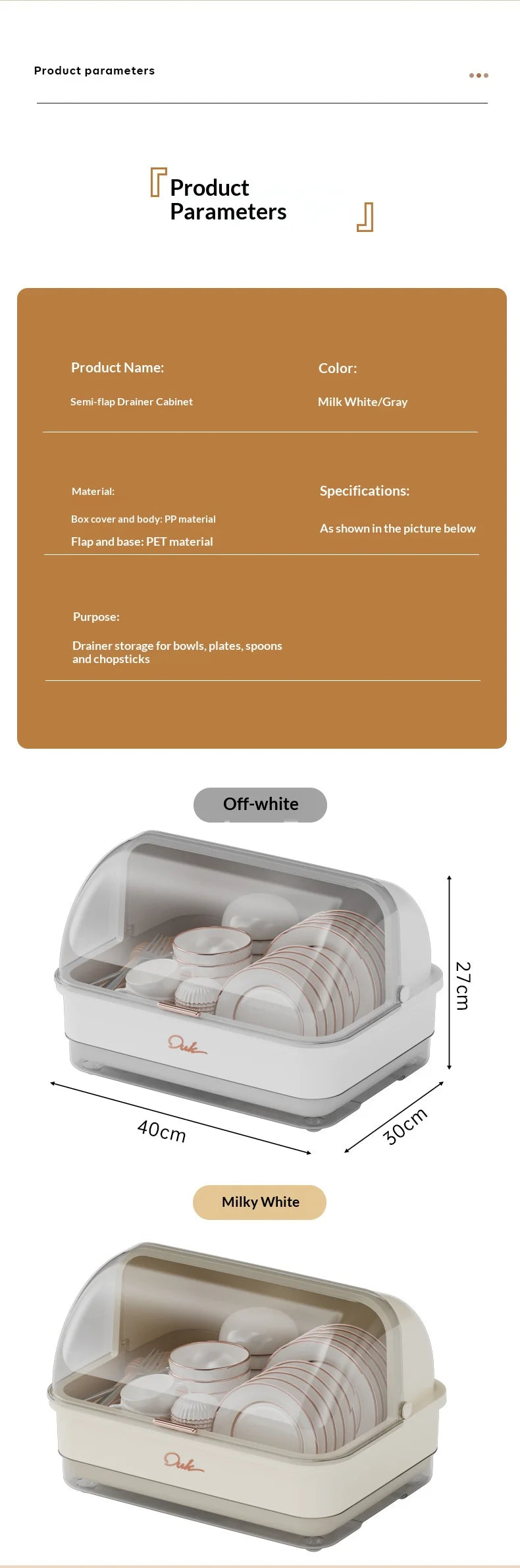 Kitchen Flip-up Drainer Dish Cabinet Household Multi-functional Moisture-proof Storage Organizer for Bowls and Utensils