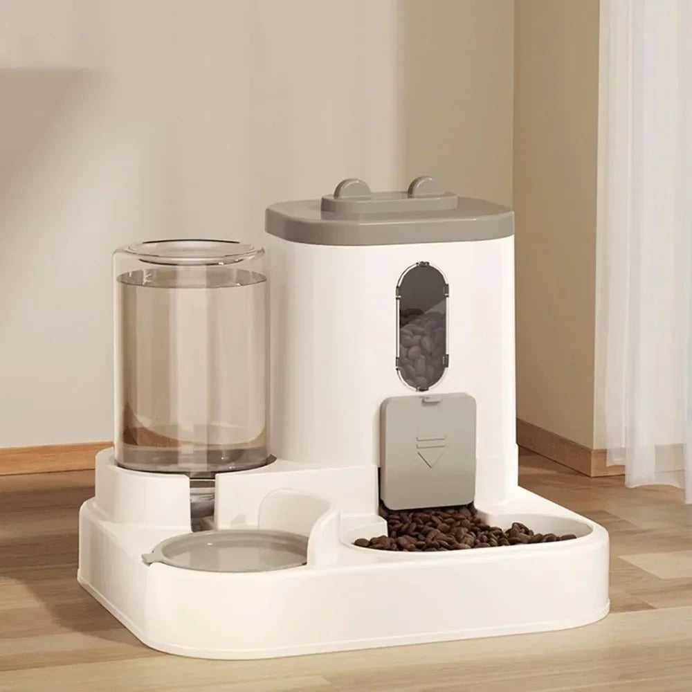 Automatic Cat Dog Feeder with Integrated Food & Water Bowl