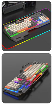 Gaming Keyboard Spanish Russian Arabic Keyboard 100% Layout RGB Backlight Gamer Keyboard Volume Knob Wired K90 104 Keys Hand Sup