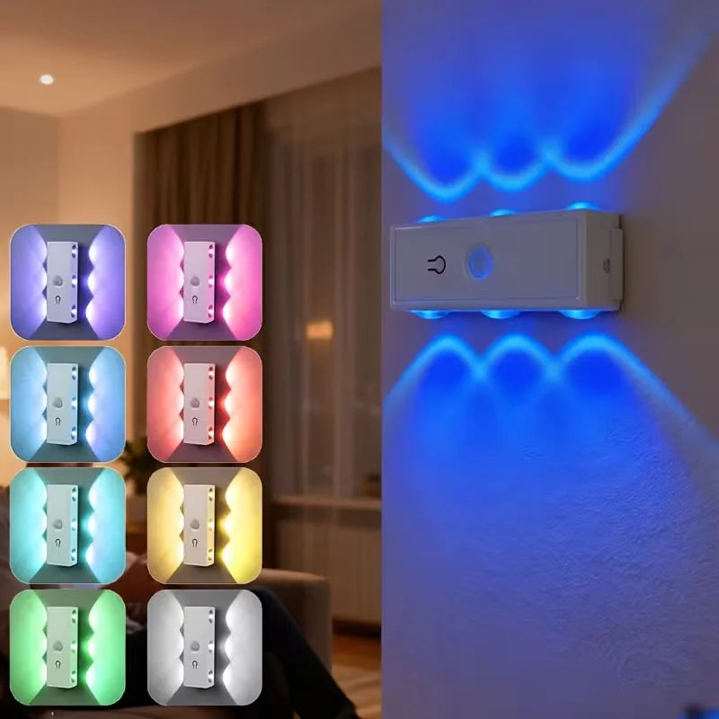 Smart Magnetic LED Wall Lamp with Motion Sensor Night Light 3 Color/Multicolor USB-Powered for Bedroom Living Office Wardrobe