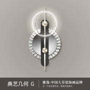 Modern Home Decor Plug in LED Light Wall Clock New Living Room Decoration Abstract Geometric Hanging Painting with Clock