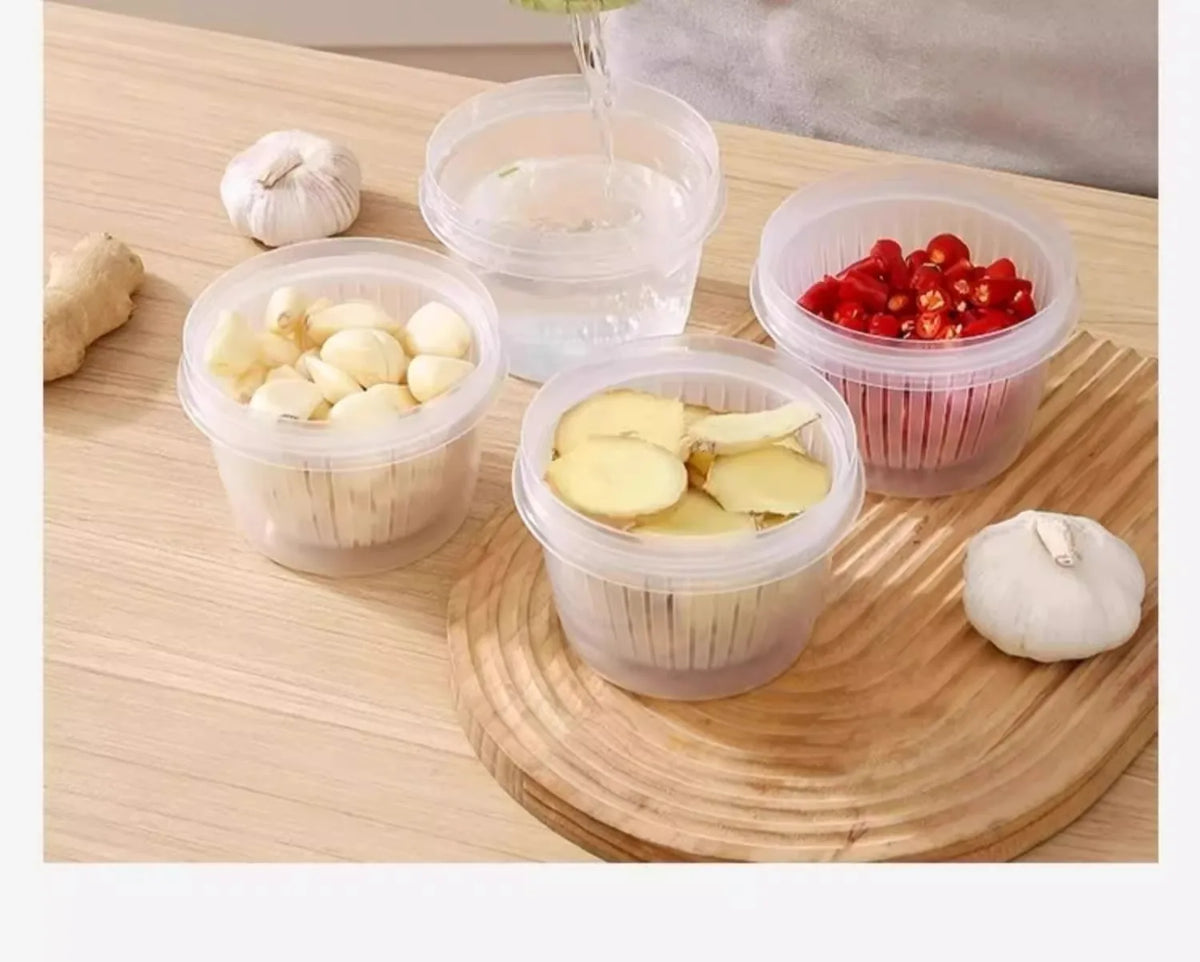 Kitchen onion, ginger, garlic circular storage box, household portable refrigerator with lid, fruit storage box, food drain box