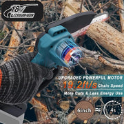 1700RPM 6 Inch Mini Cordless Li-ion Chainsaw One Hand Portable Electric Tree Wood Cutter Pruning Garden Power Tool for Makita