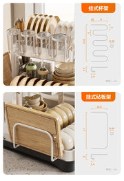 Kitchen Dish Draining Rack, Home Bowl and Plate Organizer, Countertop Storage Shelf, Multifunctional Dishware Organizer