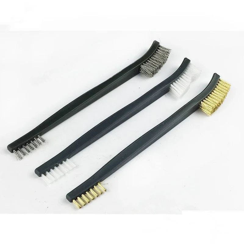 Cleaning Tool Double-end Mini Wire Brush Set Stainless Steel Brass Nylon Cleaning Polishing Detail Metal Rust Brush