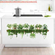 Bedroom Living Room Wall Beautification Green Plant Decor Courtyard Wall Decals Green Dill Leaves Hanging Basket Wall Stickers