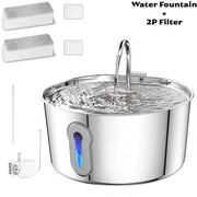 Cat Water Fountain, 4.0L Automatic Pet Fountain Stainless Steel Large Dog Water Dispenser with Quiet Pump for Cat Dog Inside