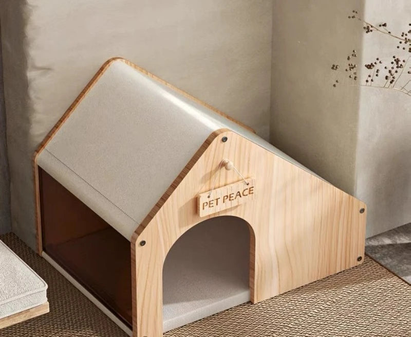 Solid Wood Cat Bed Large Space Enclosed Bed Cats Moisture-proof and Waterproof Cat's House Durable Cat Accessories Products