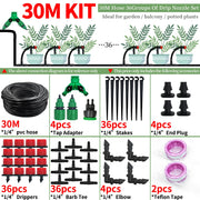 Garden 1/4'' Drip Irrigation Kit Automatic Watering System Nozzles for Farmland Bonsai Plant Flower Vegetable Greenhouse