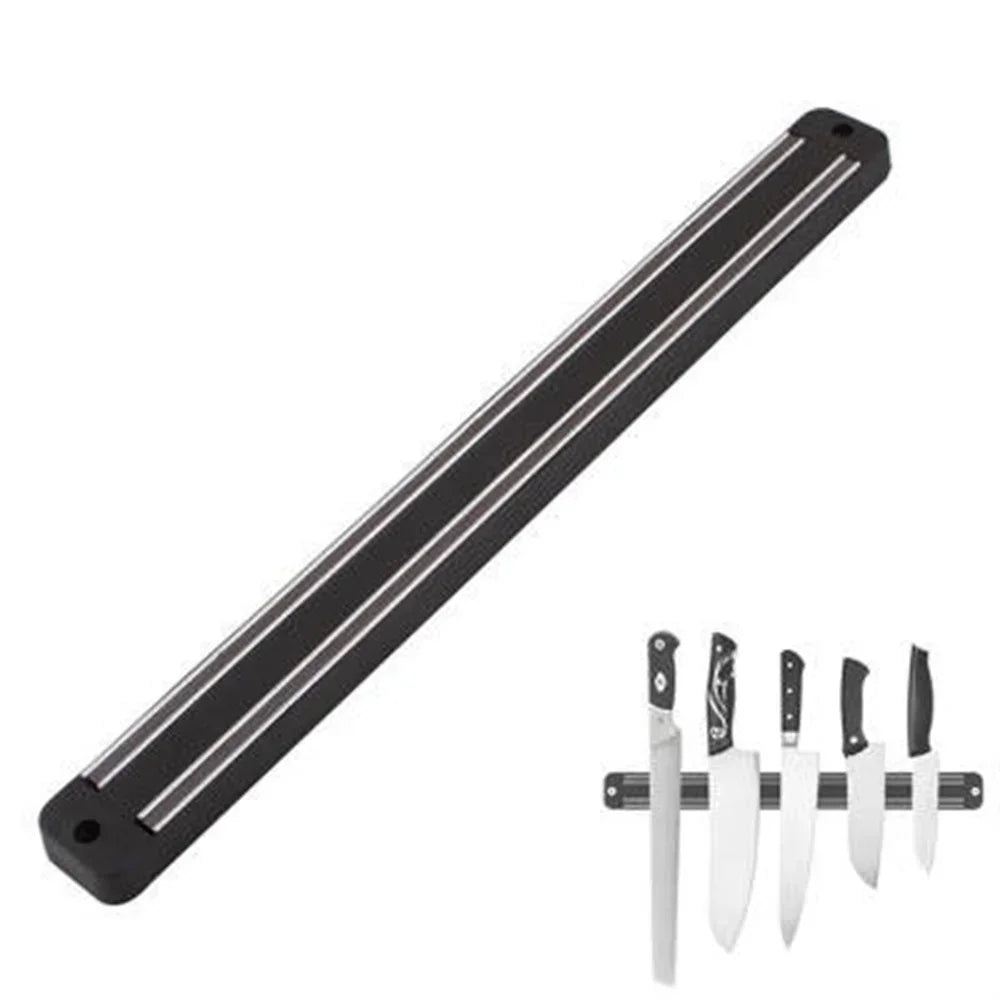 Kitchen Wall Mounted Magnetic Knife Holder Hardware Tools Absorbent Simple Multifunctional Shelf Plastic Stripe Kitchen Tools