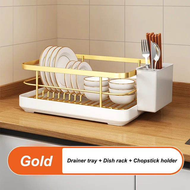 Kitchen Dish Storage Drainer Bowl Rack Sink Shelf Multifunctional Dish Drainer Countertop Chopsticks and Dishes Organizer
