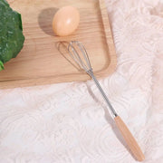 Kitchen Tools Multifunction Stainless Steel Egg Beater Useful Portable Mini Egg Whisk Wooden Handle Manual Egg Beater Baking