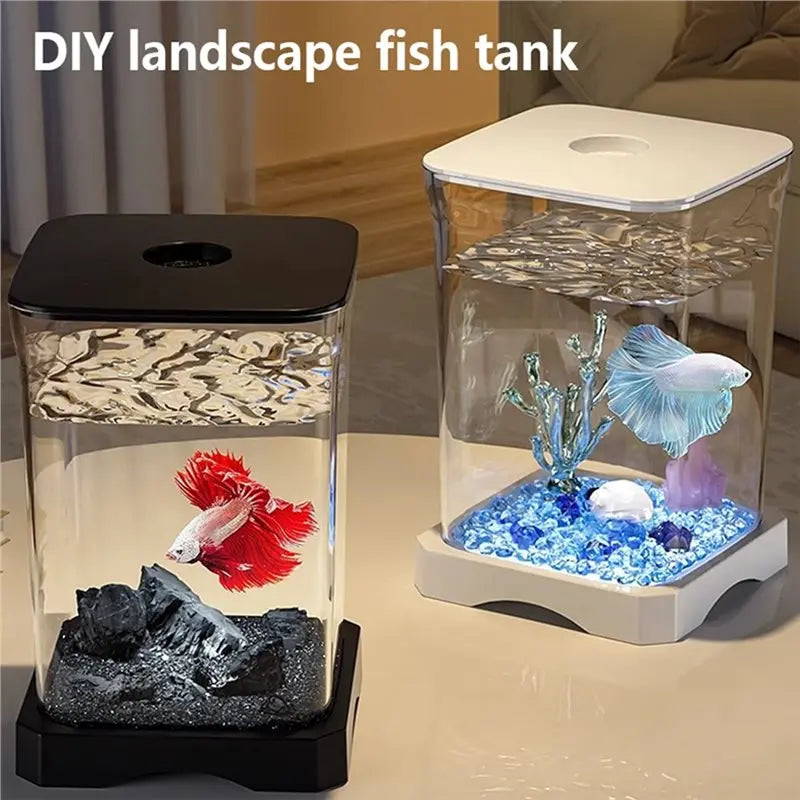 FLYY-Aquariums Accessories Mini Fish Tank Acrylic Home Office Desktop Decorations Ecological Goldfish Tanks Aquarium