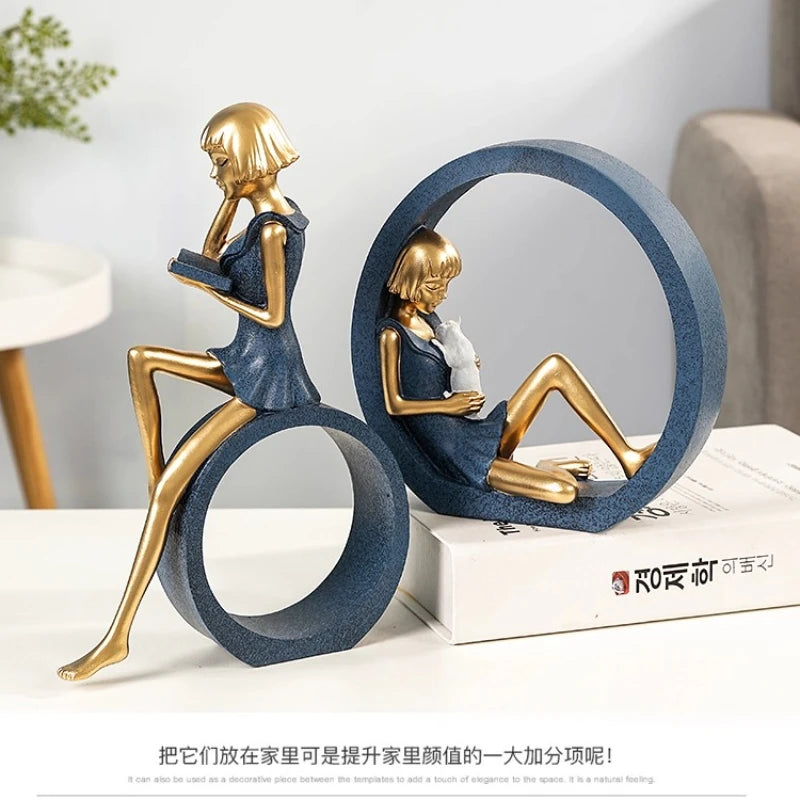 creative idea home accessories desk decoration Reading girl décoration miniature handicraft home decoration accessories  decor