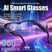 New 800W HD Camera Smart Glasses WFl Transmission Bluetooth Call AI Intelligent Voice Assistant Object Recognition Sun Glasses