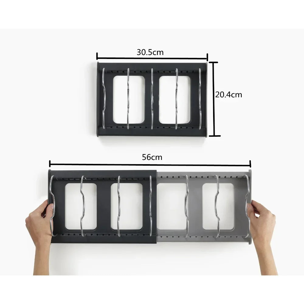 Kitchen Cabinet Organizers for Pots and Pans Expandable Stainless Steel Storage Rack Cutting Board Drying Cookware Shelf