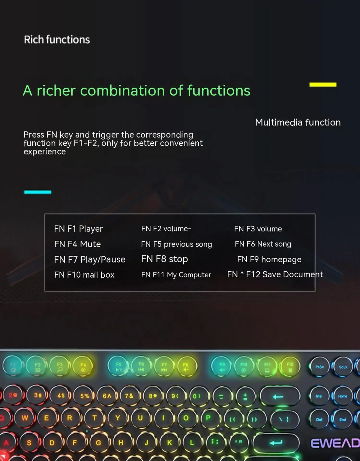 Eweadn GX330 Wired Keyboard Mouse Set Retro Punk ABS Keycaps Gaming Keyboard Mouse Headphones family Office PC Gamer Laptop Gift