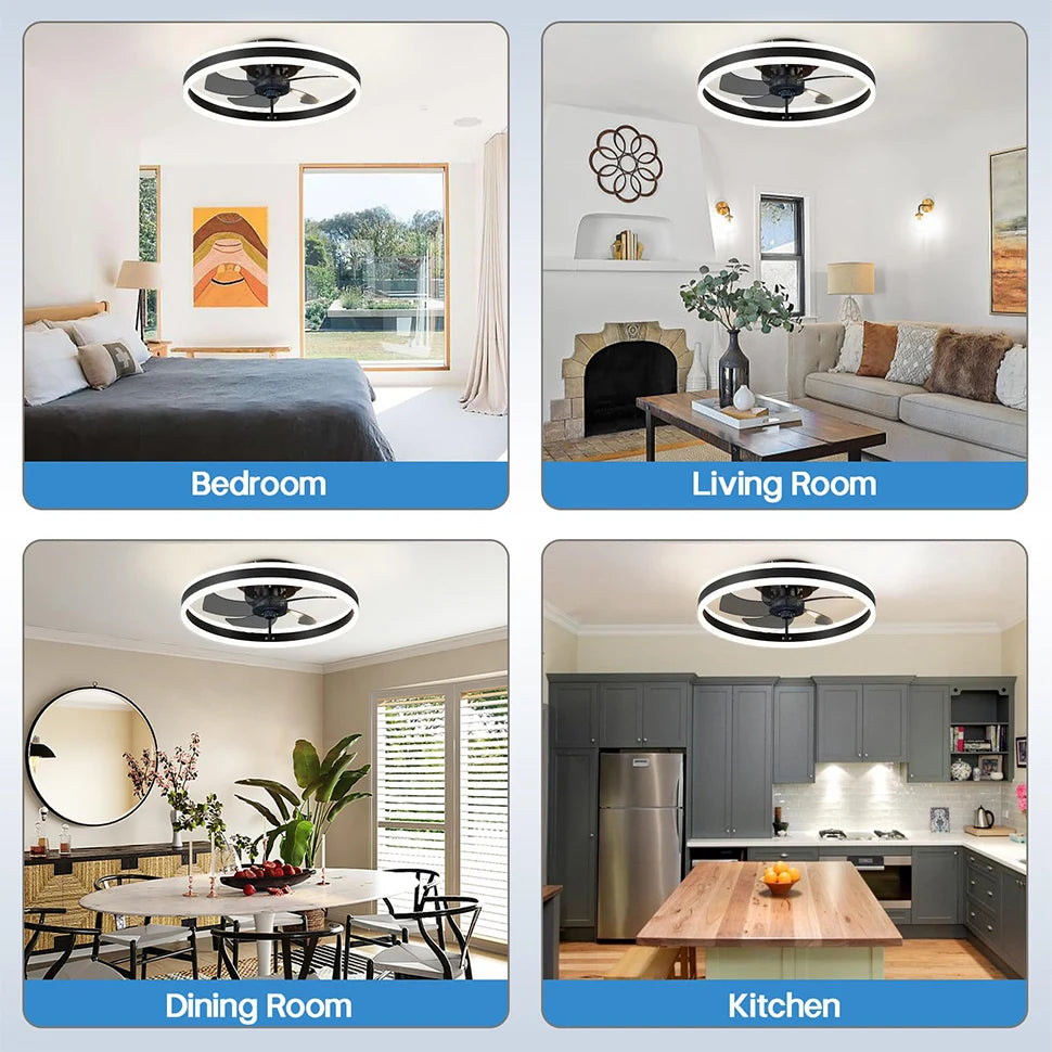 IRALAN Smart Ceiling Fan With Lights Remote Control Bedroom Decor Ventilator Lamp 6-speed wind speed led Circulator fan light