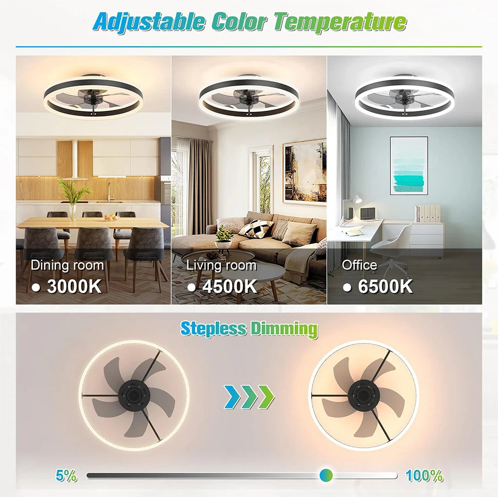 IRALAN Smart Ceiling Fan With Lights Remote Control Bedroom Decor Ventilator Lamp 6-speed wind speed led Circulator fan light