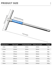 T-Handle Bicycle Hex Key Wrench Set 2-10mm CRV Steel Allen Key Bike Repair Tool for MTB Road Bike Maintenance Kit