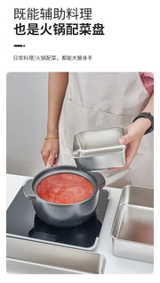 Food Storage Trays Rectangle Preservation Box with Plastic Cover Stainless Steel Multi-Function Rustproof Barbecue Food Storager