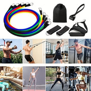 11pcs/Set Pull Rope, Resistance Bands, Portable Fitness Equipment, Ankle Strap, Chest Expander, Elastic Exercise Band