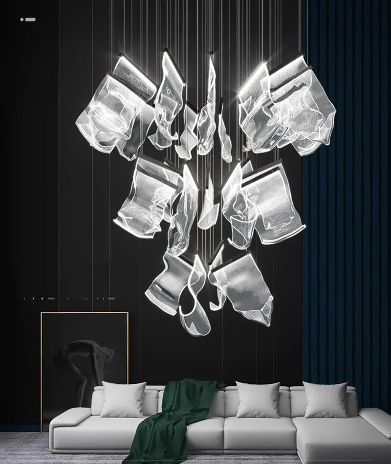 2025 New Smart LED Chandelier APP Control Modern Stair Light Living Room Luxury Ceiling Lamp Dimmable for Bedroom Decoration