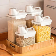 Food Storage Containers  with Measuring Cup Moisture-proof Powder Cereal Storage Tank Detergent Plastic Airtight Kitchen Items