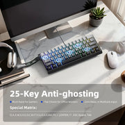 61 Keys Wired Gaming Keyboard 60 Percent RGB Backlit Compact Gaming Keyboard with Lanyard for Laptop PC 61 Keys Gaming Keyboard
