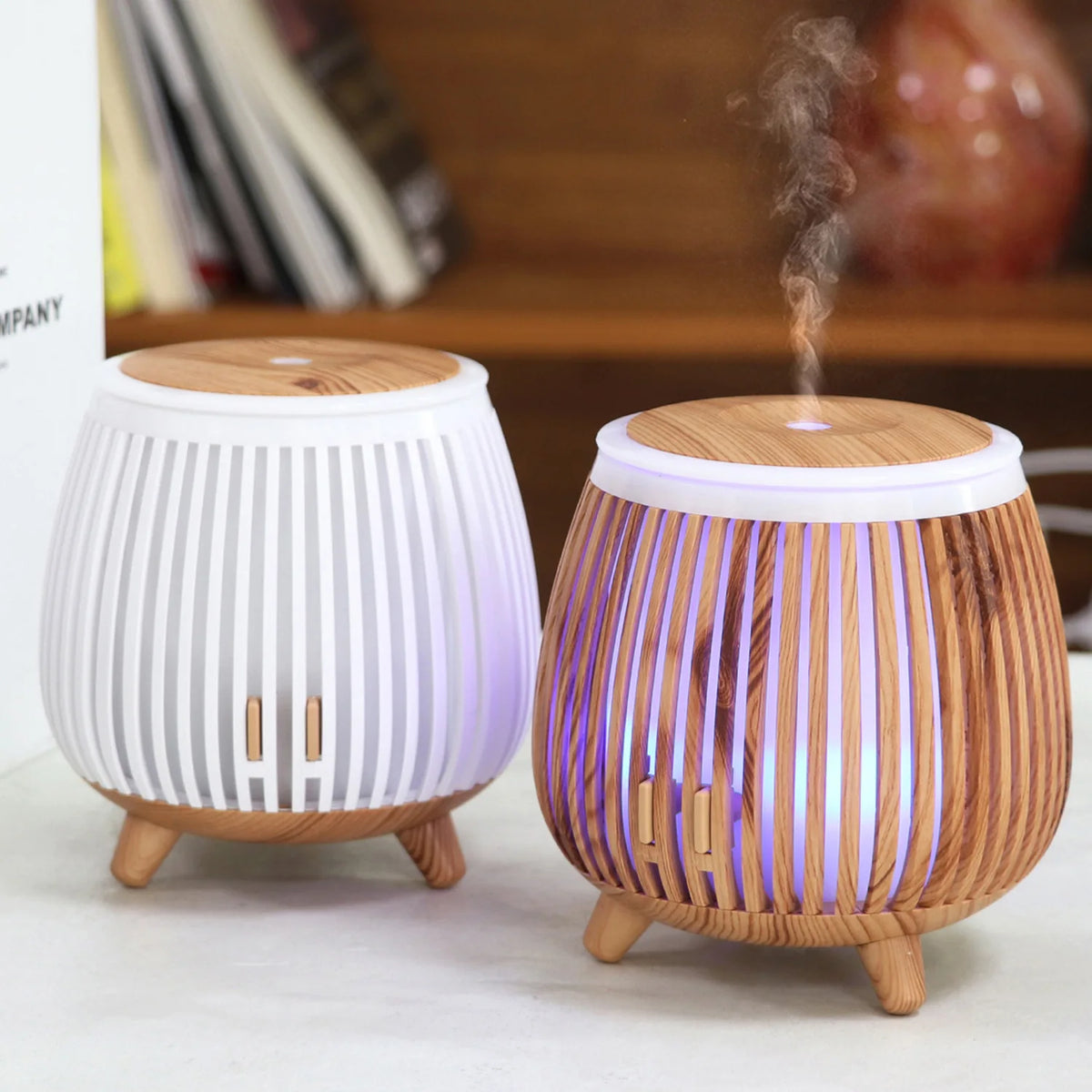 Air diffusers home idea household supplies decorative lights wood grain design mini desktop aromatherapy diffuser humidifier